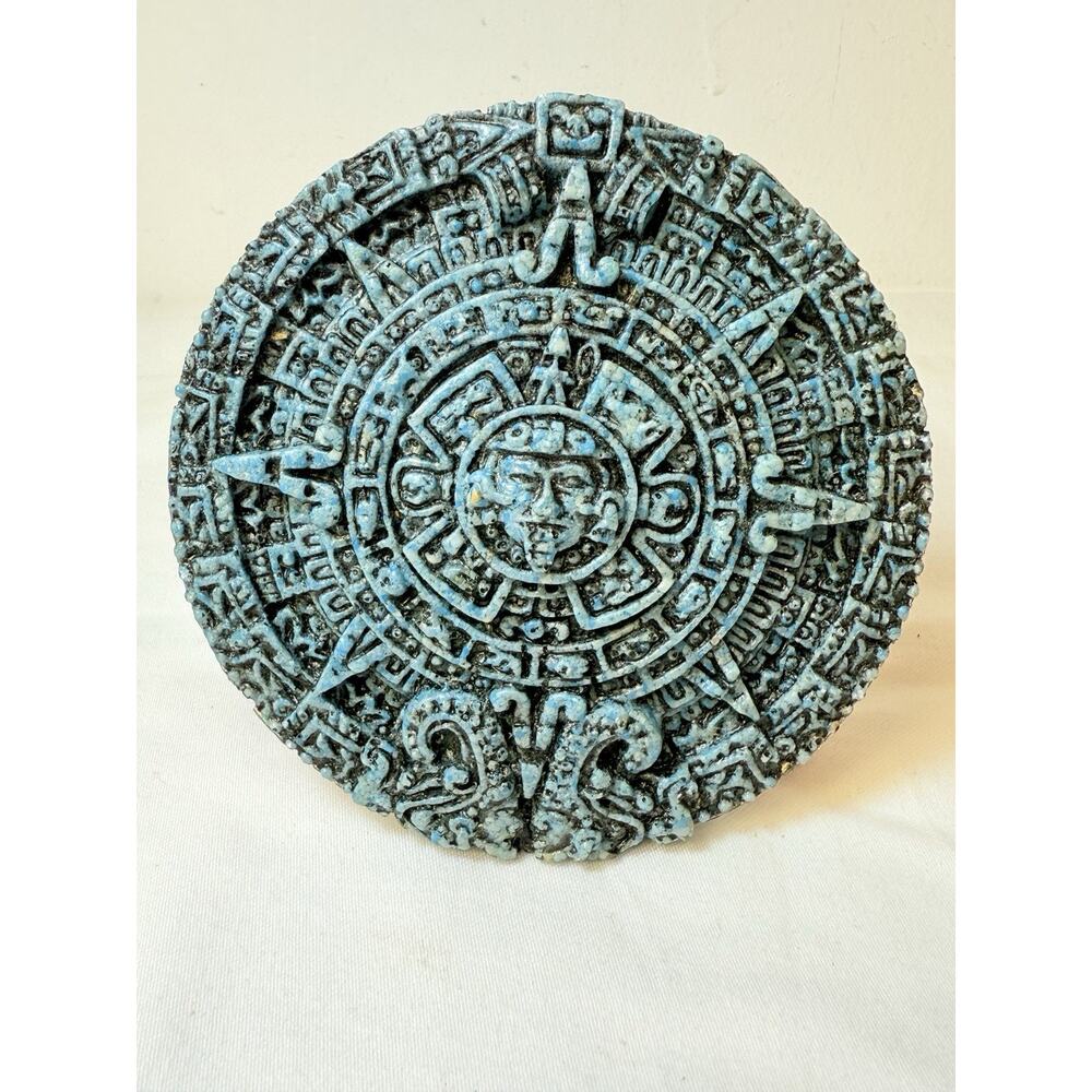Blue Traditional Aztec/ Mayan Sun Calendar Wall Hanging 5’